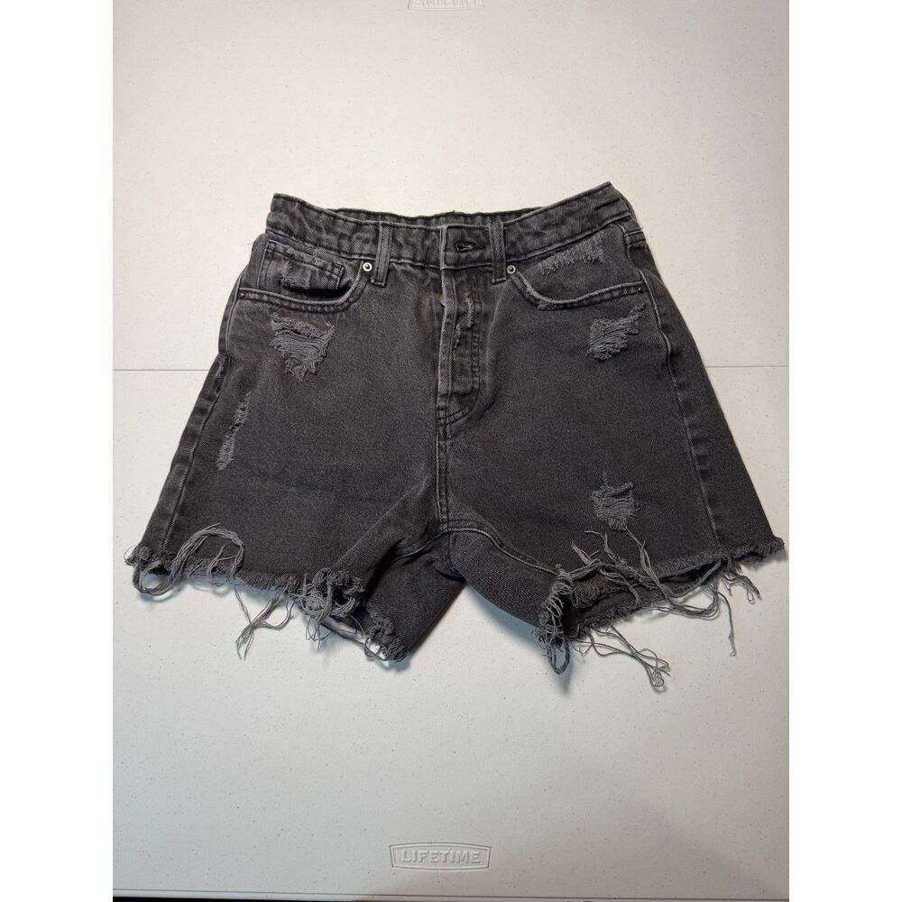 Wild Fable Super High Rise Distressed Black Denim Cutoff Shorts Y2K Grunge
